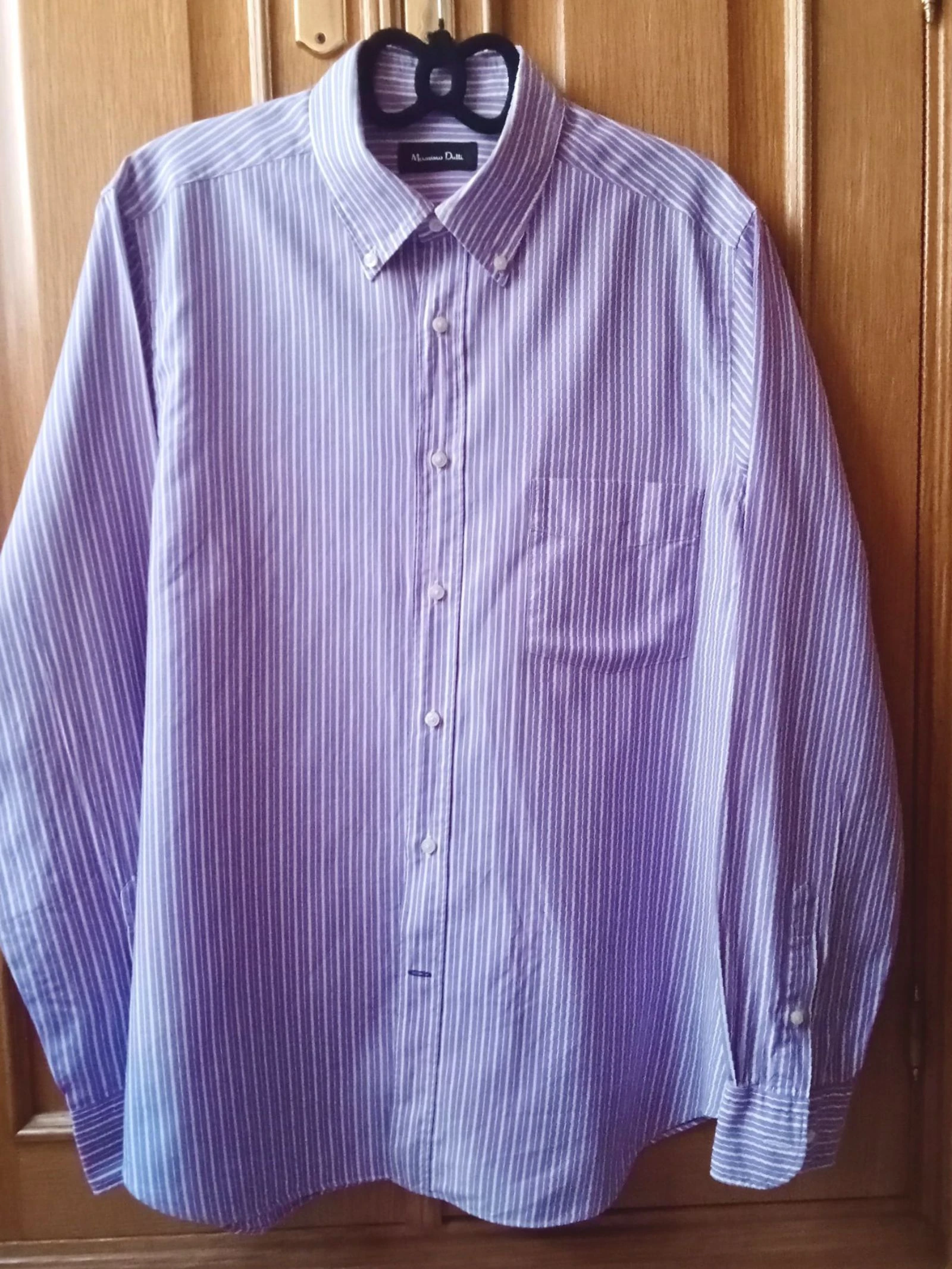 Camisa hombre de rayas blancas y lilas Massimo Dutti talla XL como nueva en perfecto estado